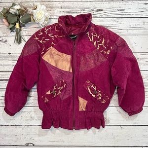 Unicept vintage suede laser cut out bomber jacket